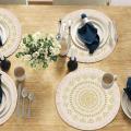 4pcs Round Placemats,for Table Dinner Home Decor(yellow)