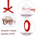 25 Pieces Acrylic Christmas Ornaments Red Ribbon for Decoration Tag