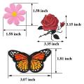 36 Pcs Butterfly Flowers Iron On Patches Colorful Sew On Appliques