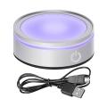 Led Light Base with Sensitive Touch Round Colorful Stand Silver Flat