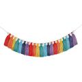 Boho Tassel Garland Colorful Banner with Wood Beads for Bedroom A