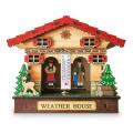 Weather House, Wood Weather House Chalet Barometer Thermometer