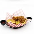 2x Oval Black Food Basket for Chip Fries & Burger Serving Basket