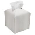 Tissue Box Cover Holder Square Pu Leather Facial Tissue Box -white