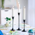 Black Candlestick Set Of 3 for Fireplace Dining Table Home Decoration