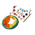 Collapsible Cat Tunnel, Cat Feather Toy Mouse Crinkle Balls Toys
