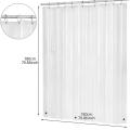 3pcs 180x180cm Peva Shower Curtain Transparent White with Hooks