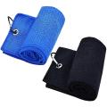 2 Pcs Sports Towel Golf Towel with Hook and Loop(black + Blue)