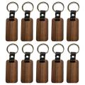 10pcs Wooden Keychain Rectangular Collectible Key Ring Car Bag