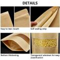 Esealable Bags Stand Up Kraft with Matte Window for Packaging 100 Pcs