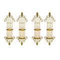 2 Pcs Wall Sconce Candle Holder, Antique-style Golden Metal Wall Art