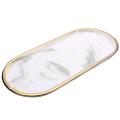 Gold-plated Oval Plate Ceramic Plate Marbled Dish Snack Cake Tray