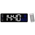 Remote Control Electronic Wall Clock Wall-mounted Dual Alarms Blue