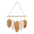 Handmade Macrame Leaf Wall Hanging Tapestry Cotton Woven,beige+yellow
