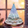 Christmas Tree Rotating Sculpture Train Stickers Doll Decorations-a