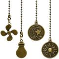 4pcs Ceiling Fan Pulls, Fan Pull Chain Set with Connector,bronze