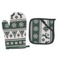 Baking Anti-hot Gloves Hot Oven Mitts Pad for Home Xmas (green)