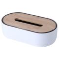 Tissue Box Wooden Cover Solid Color Tissue Box with Groove White