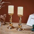 2 Pcs Iron Candle Holders,for Flameless Led Candles,gold (2 X L)