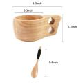 2pack Wooden Cup Outdoor Camping Drinking Mug with Wooden Spoon