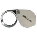 Mini 30 Times Handheld Magnifying Glass 30x21mm Full Metal Ring