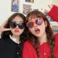 Heart Shape Light Sunglasses for Women Girls Kids Party (red)