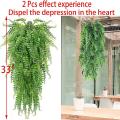 2 Pcs Artificial Hanging Ferns Hanging Uv Resistant Plastic Plants