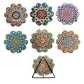 6 Pcs Ceramic Non-slip Absorbent Coaster Mandala Pattern Lace-shaped