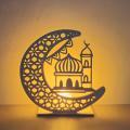 Eid Mubarak Ramadan Decoration, Stars and Moon Led Wooden Crafts A