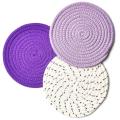 Potholders Trivets Set Thread Weave Coasters,for Baking Purple Series