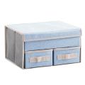 Foldable Home Underwear Storage Box (blue Double Layer Two Draw)