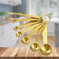 6pcs/set Measuring Spoon Stainless Steel Measuring Cup Coffee Gold