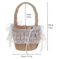 Lace Flower Girl Basket for Wedding Rustic Burlap Flower Basket