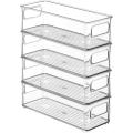4pcs Clear Plastic Food Storage Rack with Handles for Pantry,kitchen