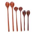 6 Pieces Wooden Kitchen Cooking Spoons for Eating Mixing Stirring