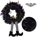 Witch Halloween Wreath with Hat Legs for Halloween Decorations