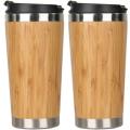 450ml Bamboo Stainless Steel Coffee Travel Mug with Leak-proof Cover