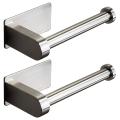 2x Self Adhesive Toilet Paper Holder- No Drilling Stainless Steel