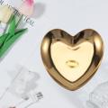 Heart Shaped Jewelry Serving Plate Metal Tray Storage Gold