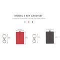 Key Card Holder for Tesla Model 3, Light Leather with Keychain Red