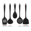5 Pcs Silicone Kitchen Utensils,slotted Spoon,for Cooking(black)