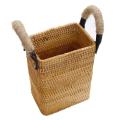 Handwoven Rattan Storage Tray with Handle Round Wicker Basket B