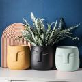 Ceramic Face Head Flower Pot Vase Cactus Plant Potted C