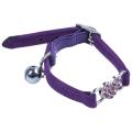 Heart Charm Cat Collar Adjustable Velvet Collar with Bell S Purple