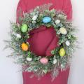 Artificial Wreath Colorful Eggs Flower Diy Easter Home Party Decor