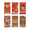 6 Pcs Chinese New Year Red Envelopes 2022 Zodiac Tiger Year Hong Bao