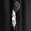 Yin Yang Dream Catcher Circular with Feathers Beads, Black and White