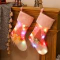 Christmas Decor Christmas Stocking Pink with Led Lights Glowing-2