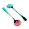 Rainbow Soup Spoons, Stainless Steel Round Spoons, Set Of 6