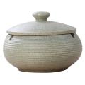 Ceramic Ashtray with Windproof Lid for Indoor Outdoor -light Blue